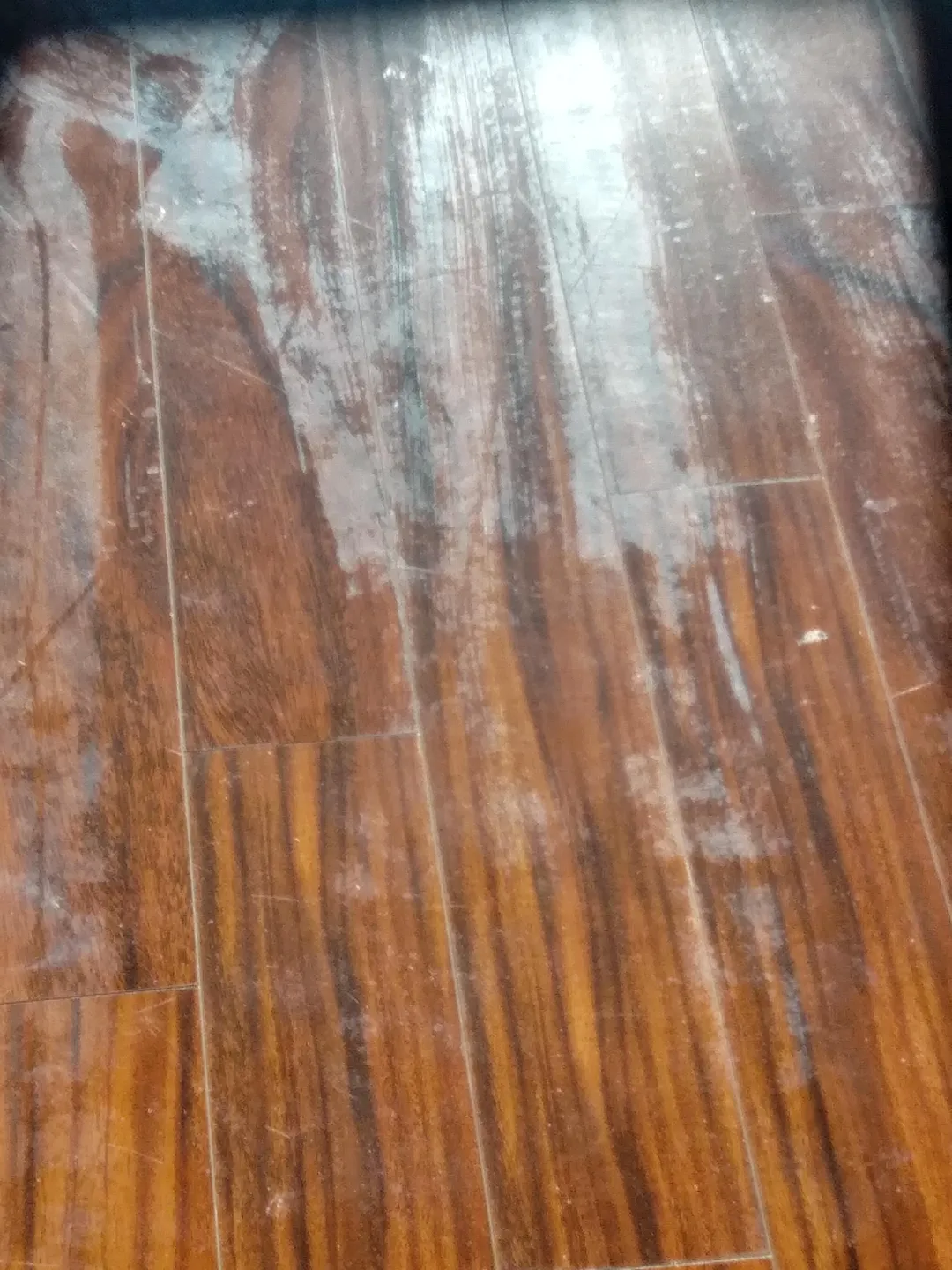 Cleansing before and after on hardwood floor